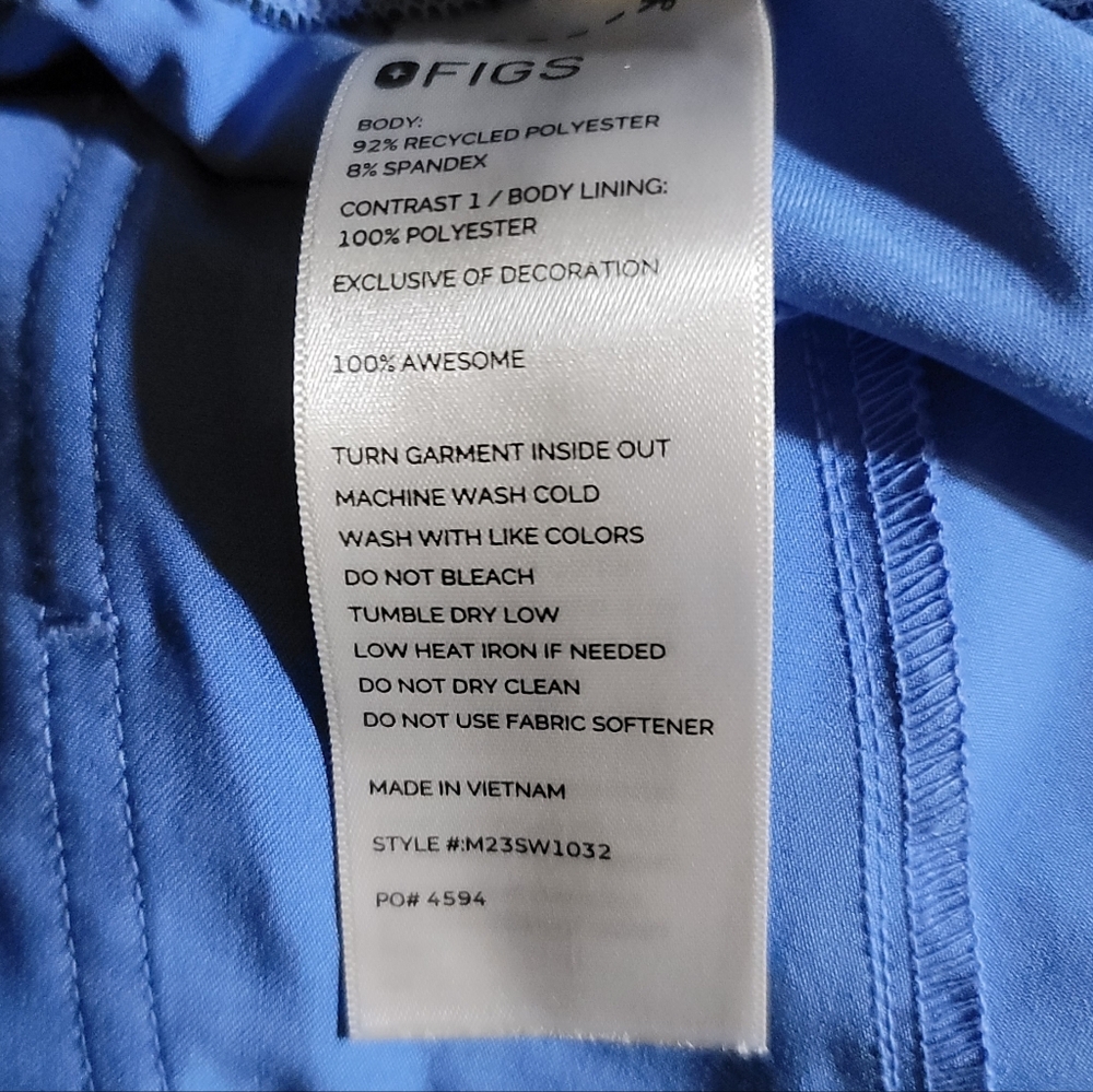 Figs Scrubs Zamora Jogger Large Blue and Green Waist - Picture 4 of 5